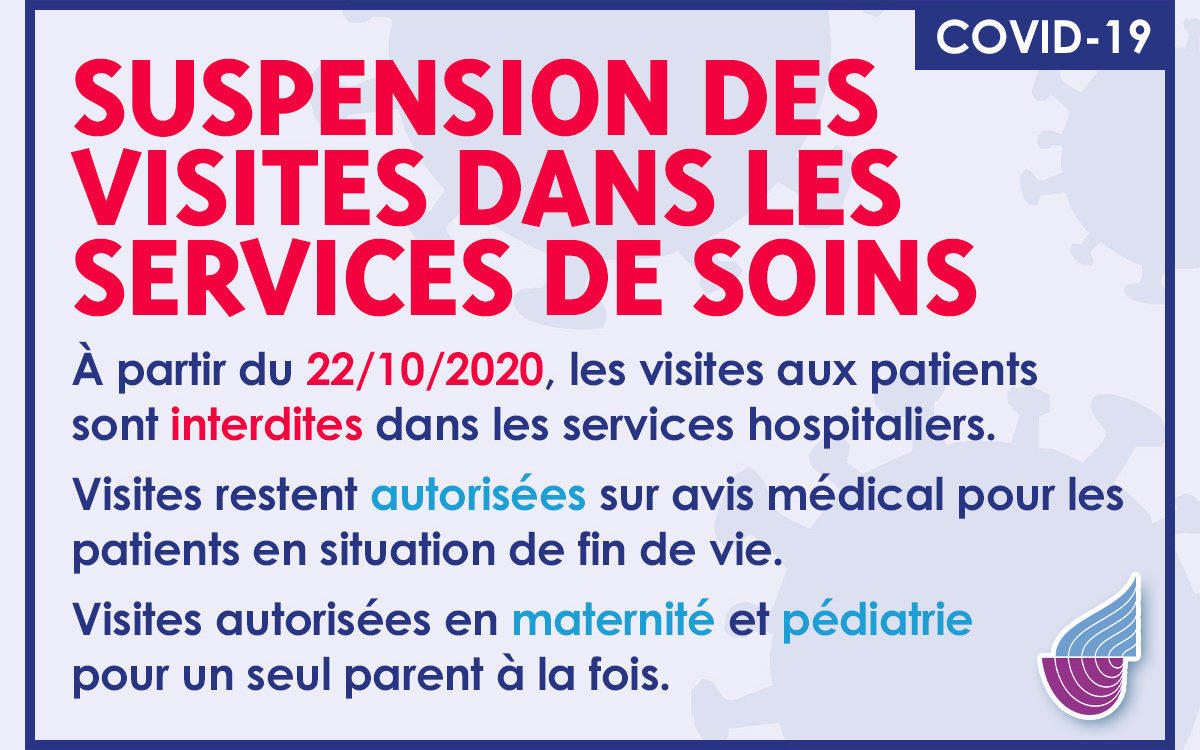 Les visites aux patients sont supsendues à partir du 22/10/2020